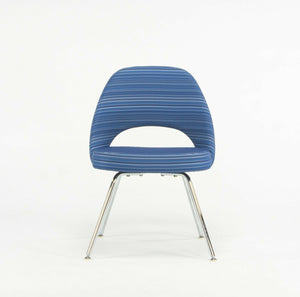 SOLD 2020 6x Eero Saarinen for Knoll Executive Side Chair with Blue Striped Fabric