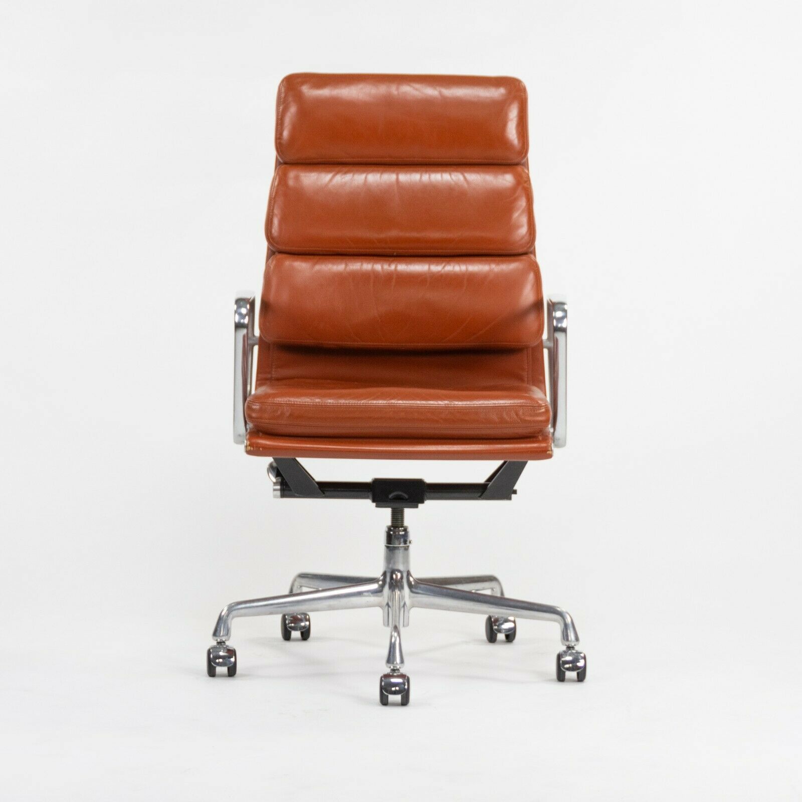 SOLD 2003 Cognac Herman Miller Eames Aluminum Soft Pad Executive Desk Chair, 6x Available