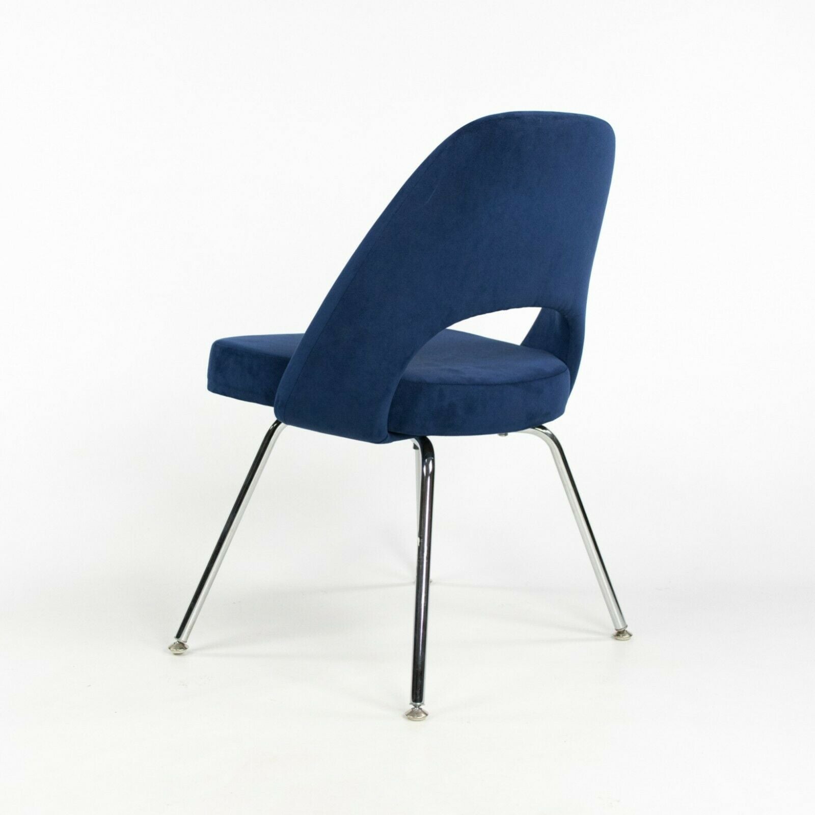 2015 Eero Saarinen for Knoll Armless Executive Blue Suede Side Chair 2x Available
