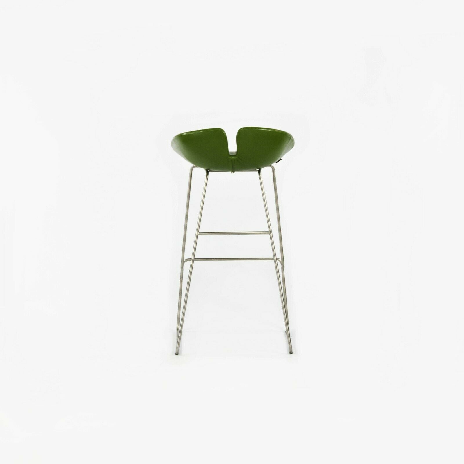 SOLD 2010 Patricia Urquiola for Moroso Fjord Bar Height High Stool in Green Leather