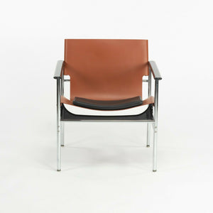 SOLD 2020 Charles Pollock for Knoll Sling Arm Chair Cognac & Black Leather Chrome 657