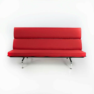 SOLD 1970s Herman Miller Eames Sofa Compact with New Red Knoll Textiles Upholstery