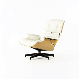 SOLD 2010s Herman Miller Eames Lounge Chair and Ottoman White Pearl White MCL Ash 670