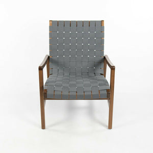 SOLD 2021 Jens Risom for Knoll Lounge Chair with Arms in Light Walnut and Gray Cotton