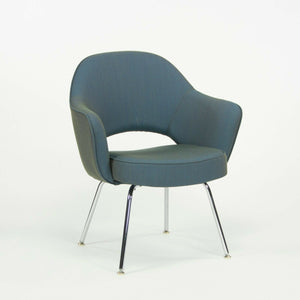 SOLD Eero Saarinen for Knoll 2014 Blue Fabric Executive Arm Chair with Chrome Legs