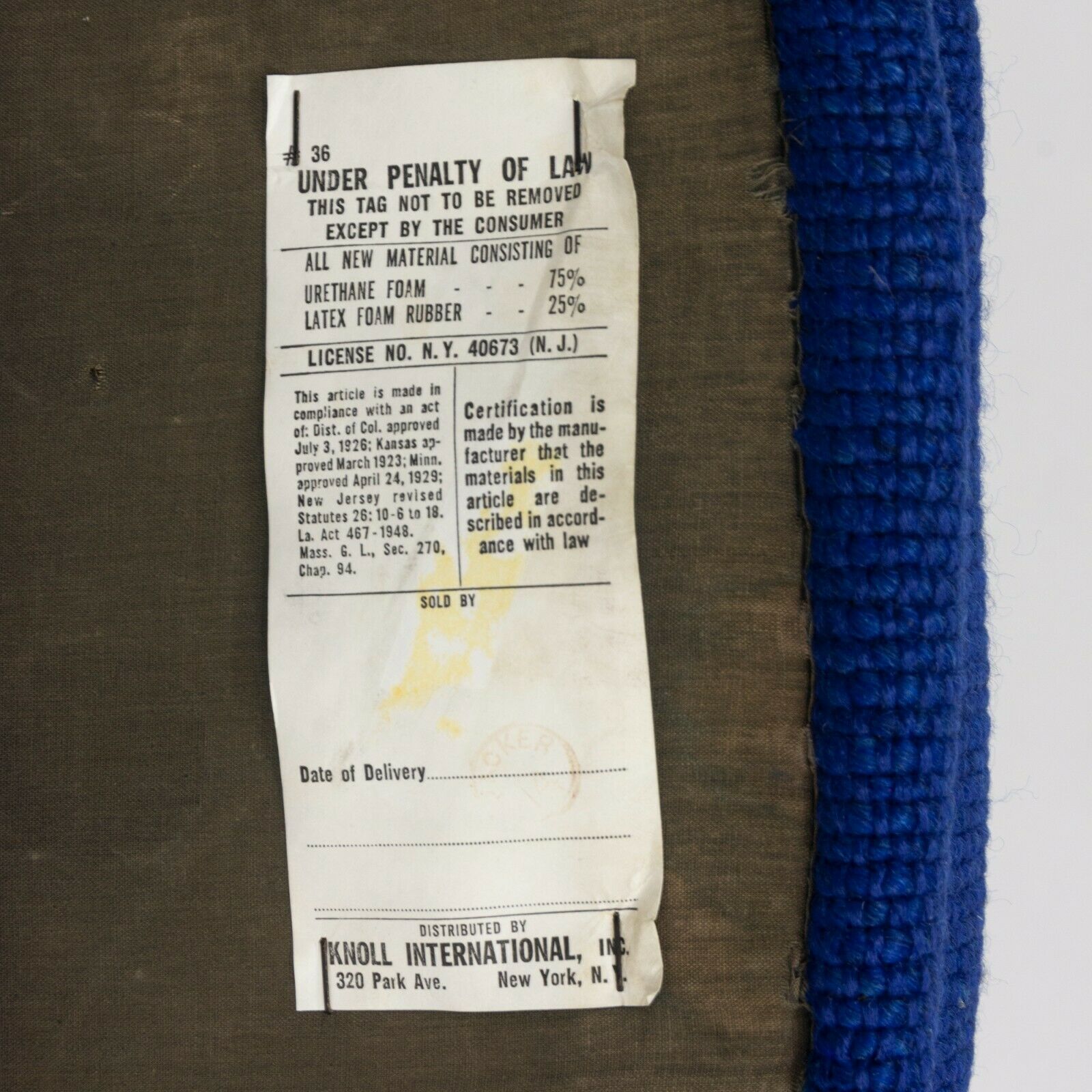 1974 Eero Saarinen for Knoll Rolling Executive Office Chair Original Blue Fabric
