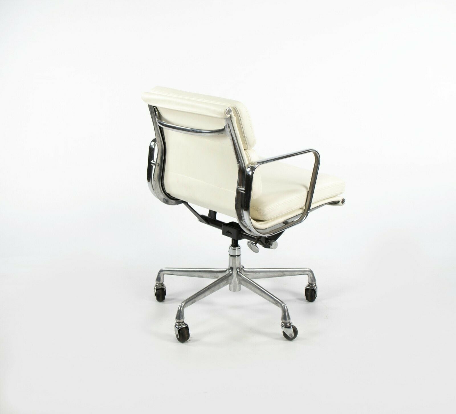 SOLD 2010s Herman Miller Eames Aluminum Group Management Desk Chair in White Leather