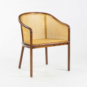 SOLD 1985 Ward Bennett for Brickel Associates Wicker Cane Side Arm Chair Dark Oil Ash