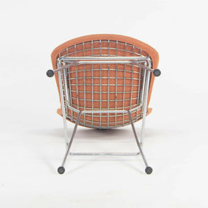 SOLD Set of 3 Harry Bertoia Knoll Wire Chrome Bar Stools w/ Orange Fabric Full Covers