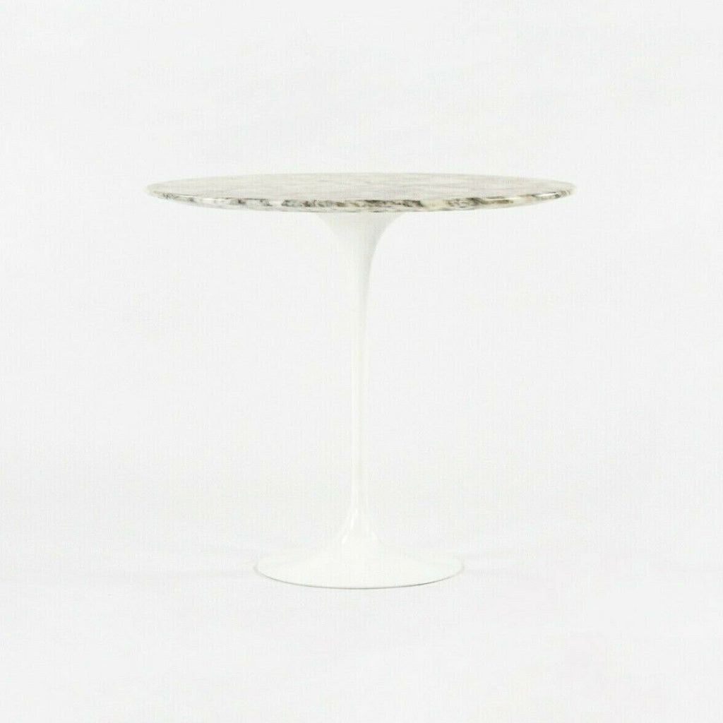 SOLD 2010s Eero Saarinen for Knoll Arabescato Marble Oval Tulip Side Table in White
