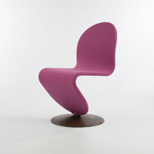 SOLD 1970s Verner Panton for Fritz Hansen 1-2-3 Dining Side Chair in Magenta Fabric