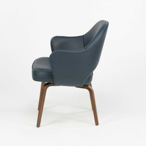 SOLD Eero Saarinen Knoll 2020 Executive Armchair in Navy Blue Leather w/ Wood Legs 5x Available