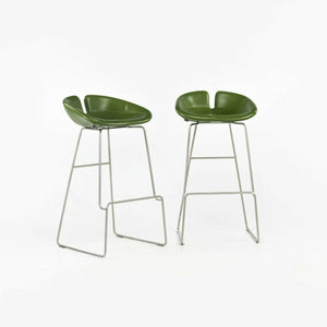 SOLD 2010 Patricia Urquiola for Moroso Fjord Bar Height High Stool in Green Leather