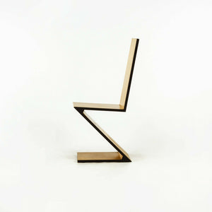 SOLD 1970s Set of Four Gerrit Thomas Rietveld Zig-Zag Chairs Unmarked in Cherry Wood