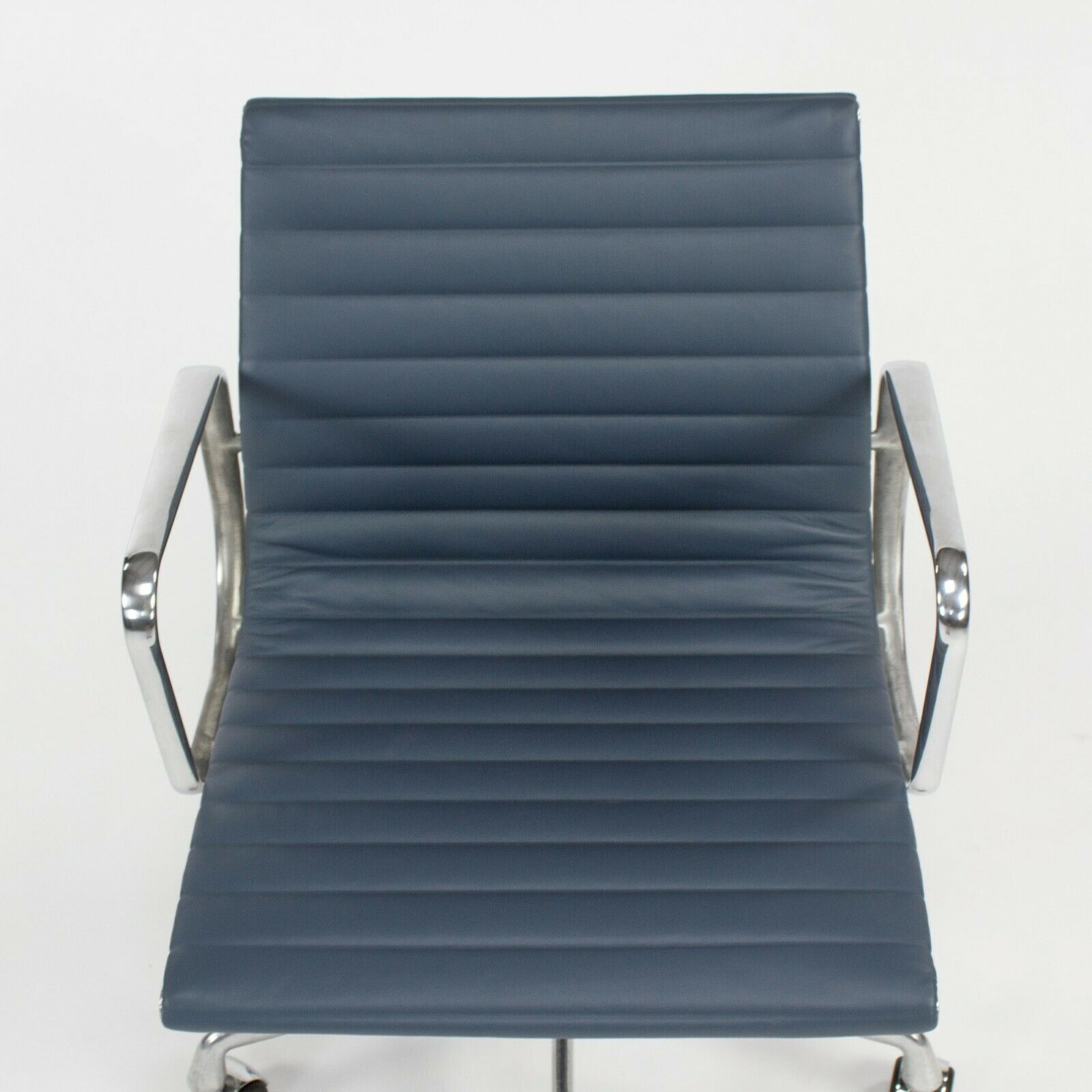 SOLD 2010s Herman Miller Eames Aluminum Group Management Desk Chair in Blue Leather