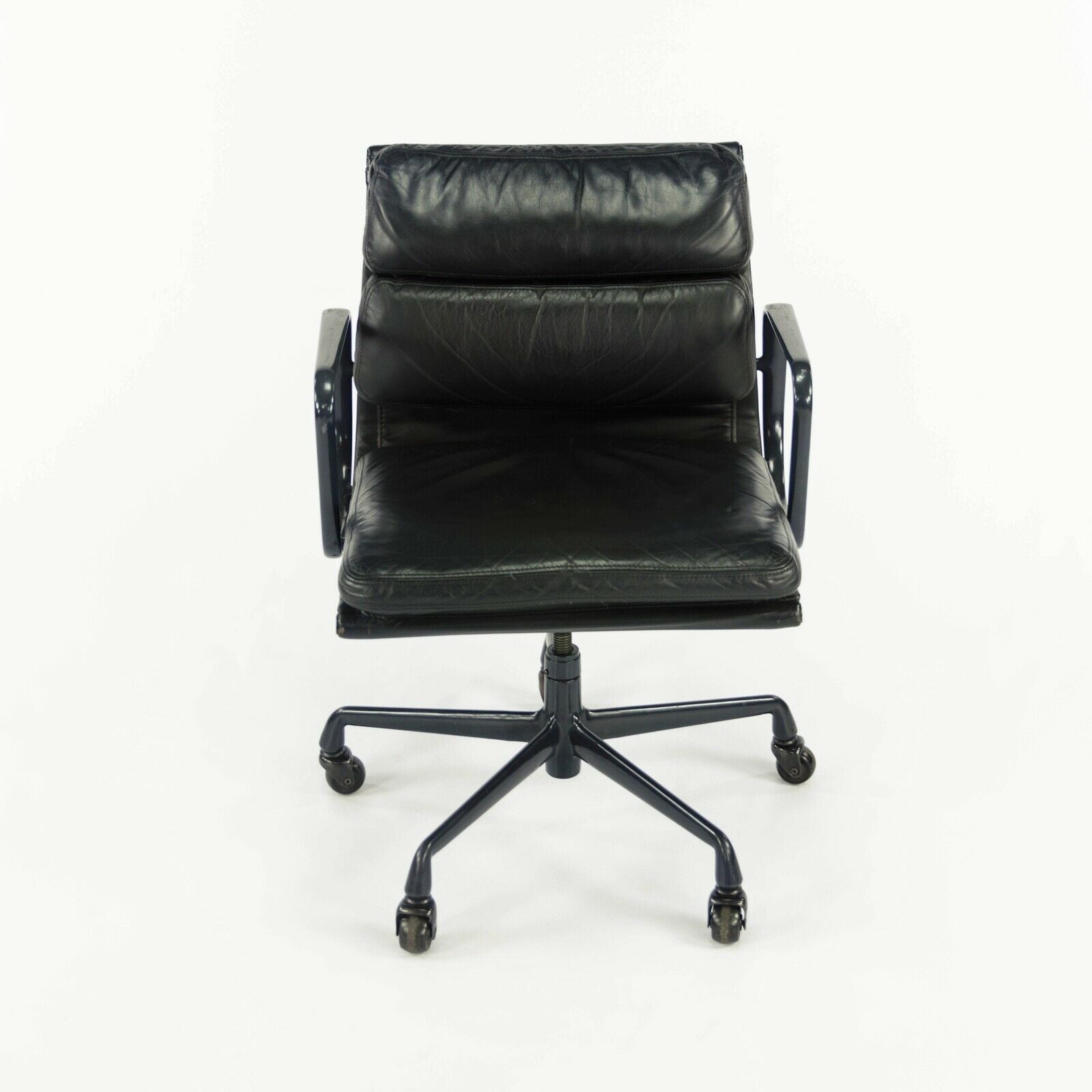 SOLD 1990s Herman Miller Eames Aluminum Group Soft Pad Management Chair Black Leather
