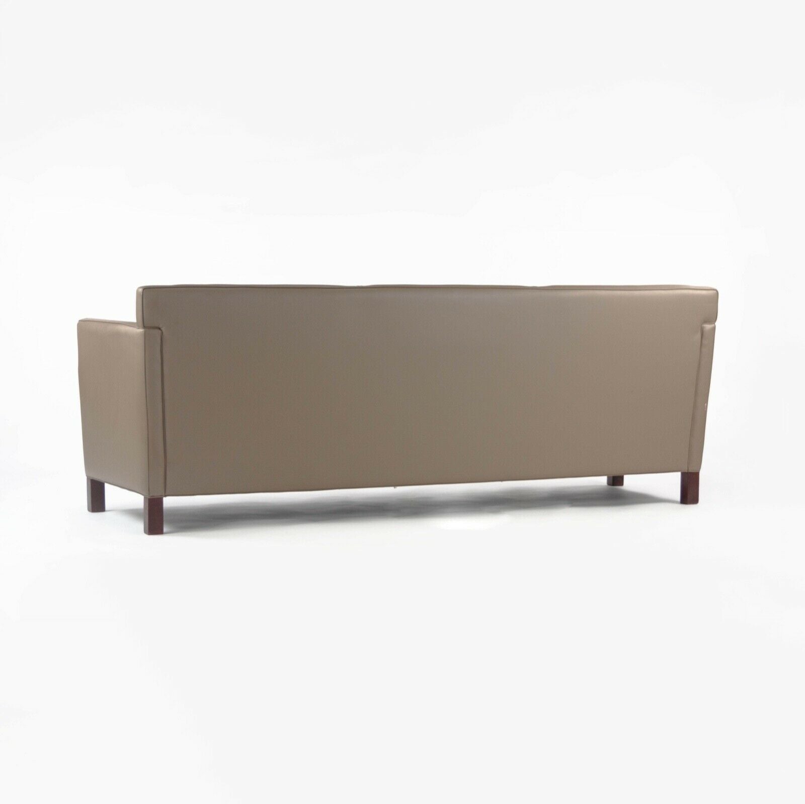 SOLD 2010s Mies Van Der Rohe Knoll Studio Dark Tan Leather Krefeld Three Seat Sofa