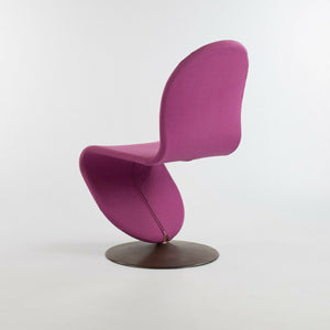 SOLD 1970s Verner Panton for Fritz Hansen 1-2-3 Dining Side Chair in Magenta Fabric