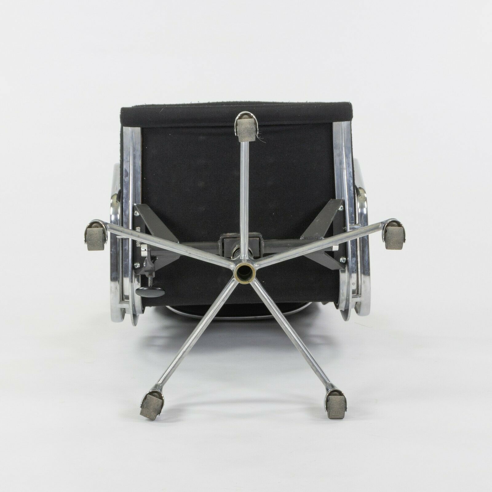SOLD 1985 Black Fabric Eames Aluminum Group Soft Pad Executive High Back Desk Chair