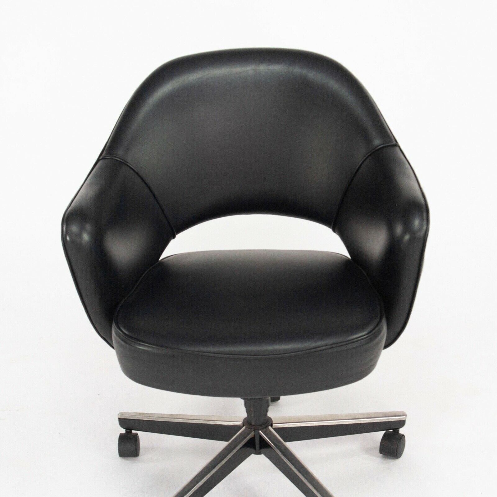 SOLD 2011 Eero Saarinen for Knoll Executive Desk Chair w/ Rolling Base Black Leather