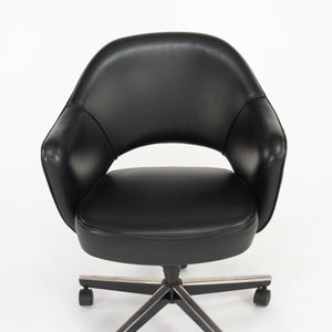 SOLD 2011 Eero Saarinen for Knoll Executive Desk Chair w/ Rolling Base Black Leather