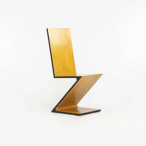 SOLD 1970s Set of Four Gerrit Thomas Rietveld Zig-Zag Chairs Unmarked in Cherry Wood