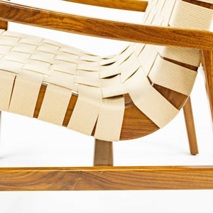 SOLD 2021 Jens Risom for Knoll Lounge Chair with Arms in Light Walnut & Flax Cotton