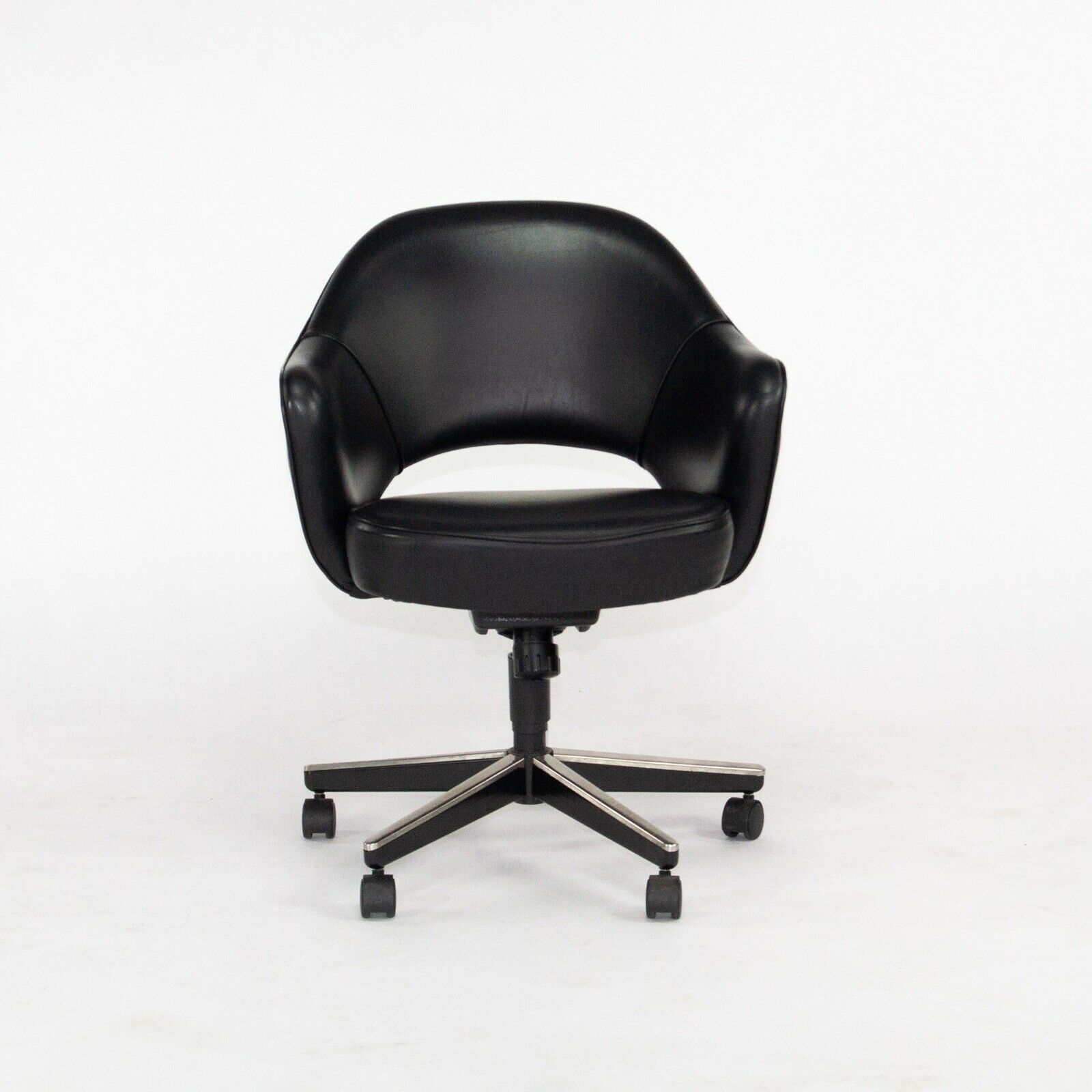SOLD 2011 Eero Saarinen for Knoll Executive Desk Chair w/ Rolling Base Black Leather