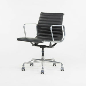 SOLD C. 2010s Herman Miller Eames Aluminum Group Management Desk Chair Black Leather