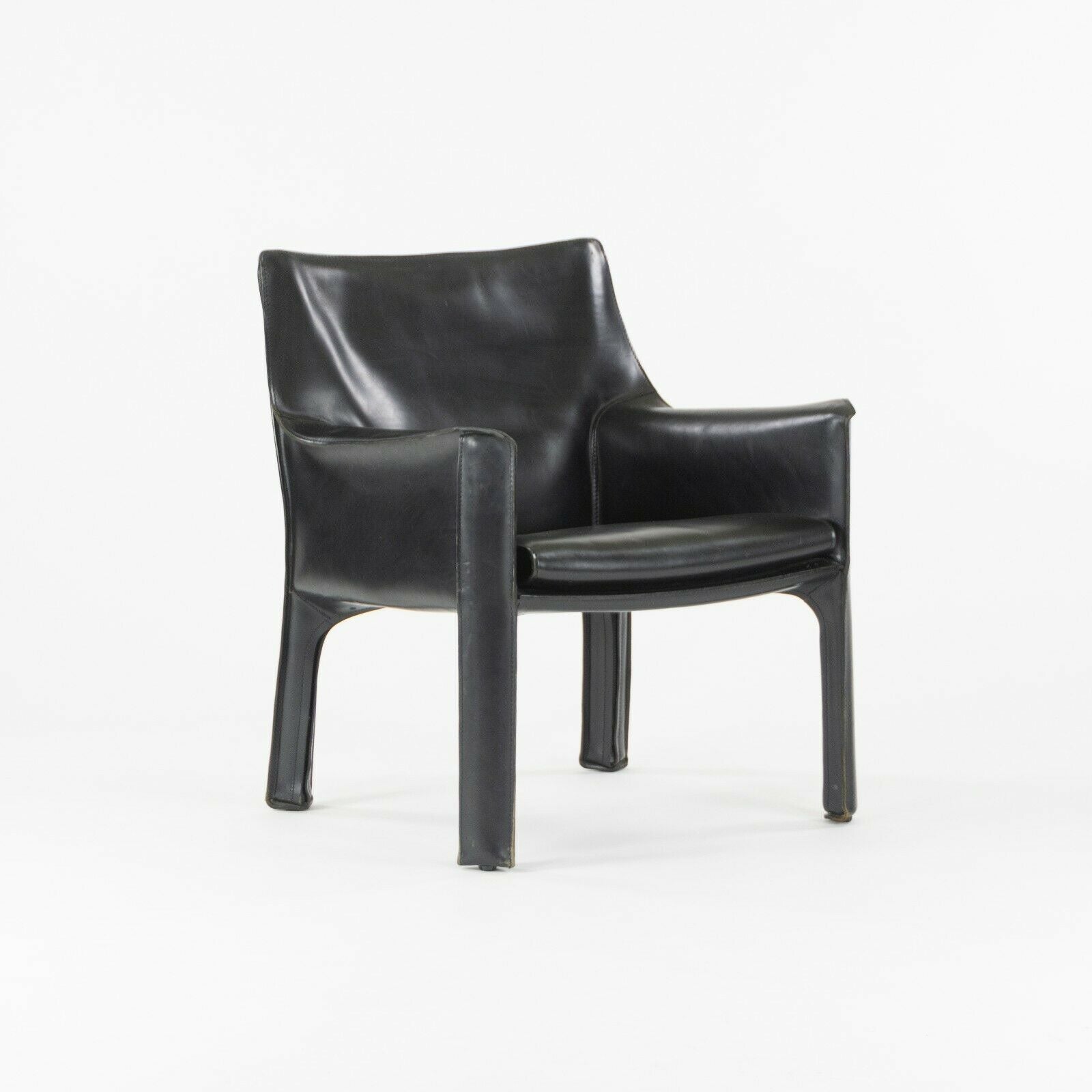 SOLD 2000s Pair of Mario Bellini Cab Lounge Chairs by Cassina of Italy in Black Leather