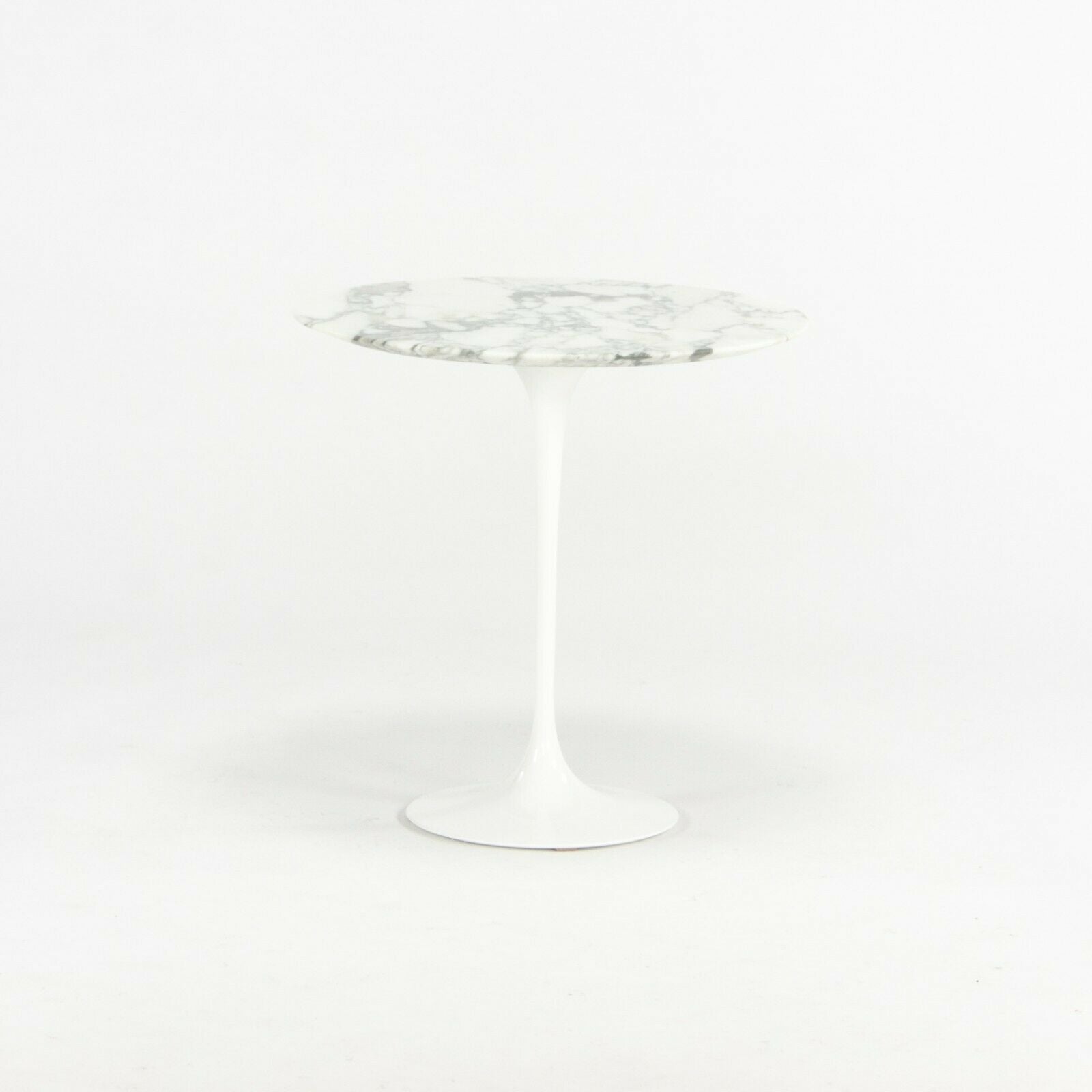 SOLD 2019 Eero Saarinen for Knoll Tulip 20 inch Round Side Table in Satin Arabescato