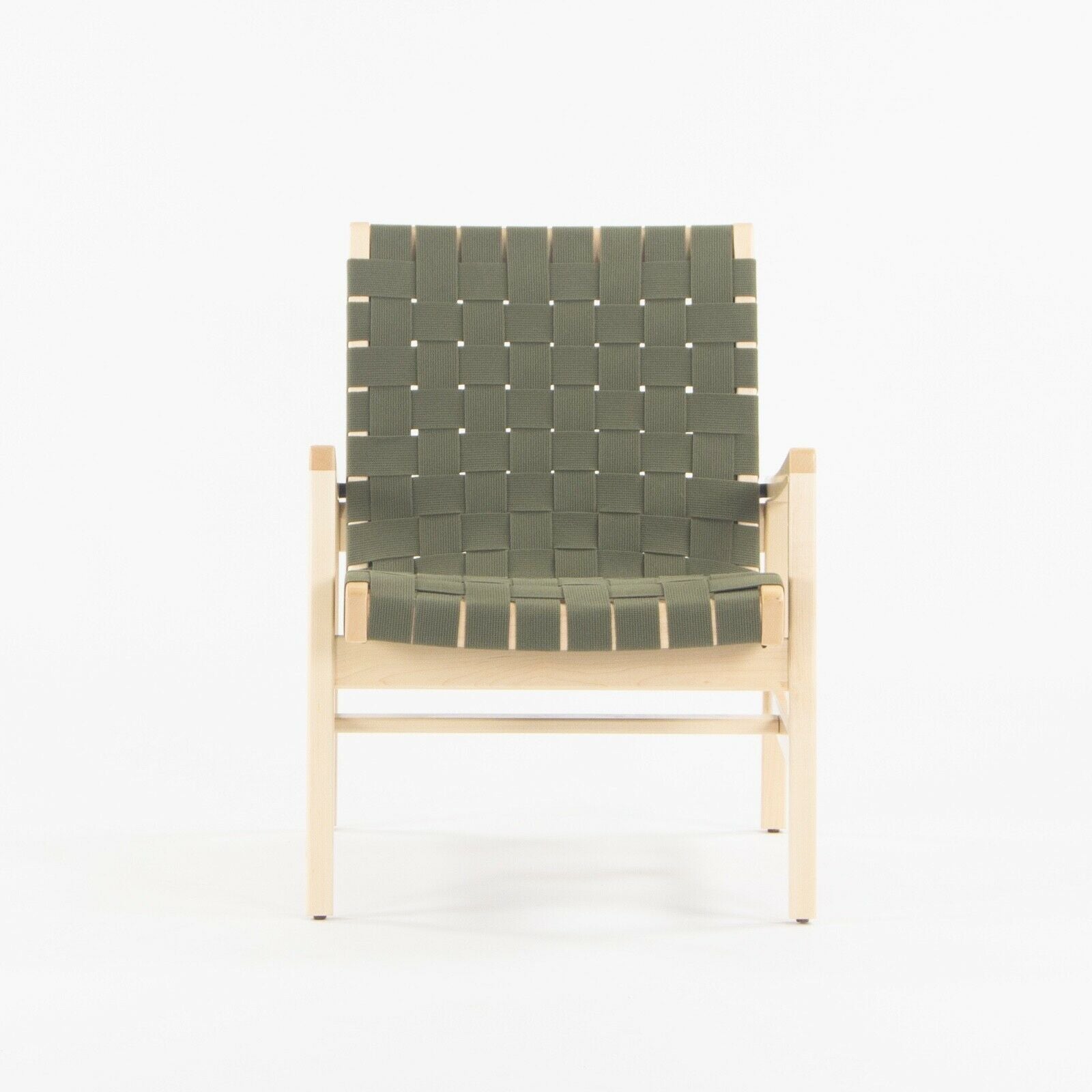 SOLD 2021 Jens Risom for Knoll Lounge Chair with Arms in Maple Frame & Khaki Webbing