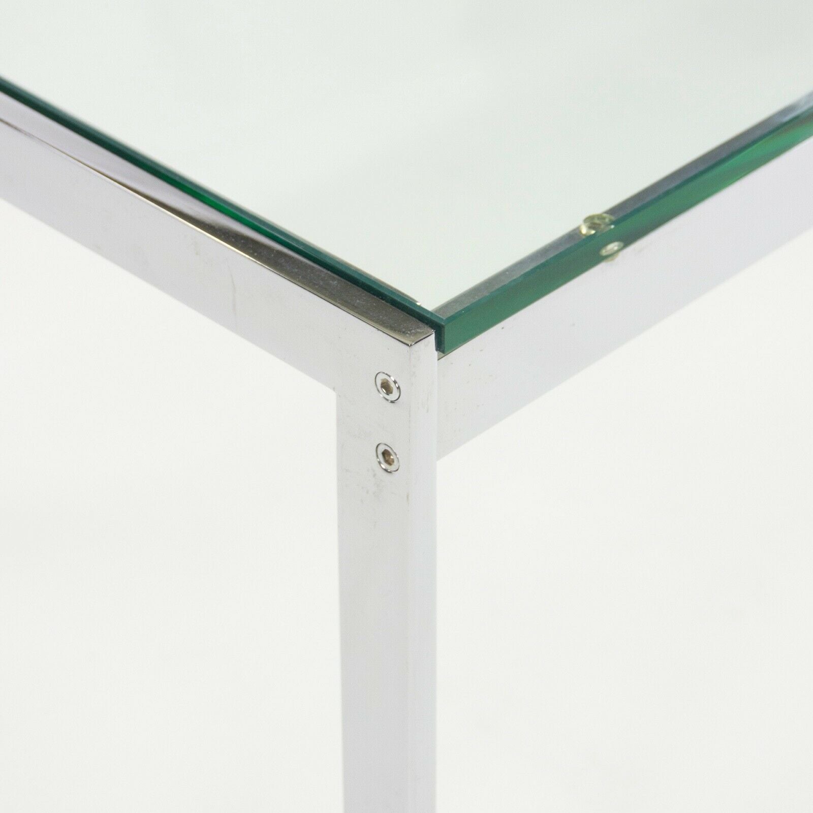 SOLD Geiger Metal Series Coffee Table, Chromed Steel and Glass Top 48" x 24"