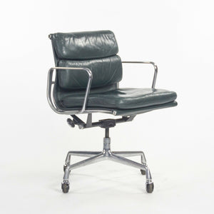 SOLD 1980s Herman Miller Eames Aluminum Group Soft Pad Management Desk Chair in Green Leather