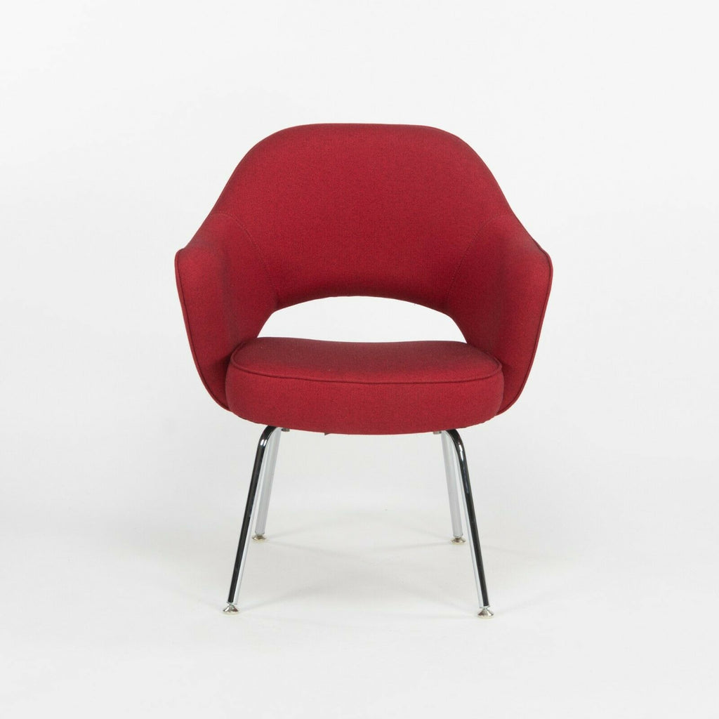 SOLD Red Fabric Eero Saarinen for Knoll 2020 Executive Arm Chair with Chrome Legs