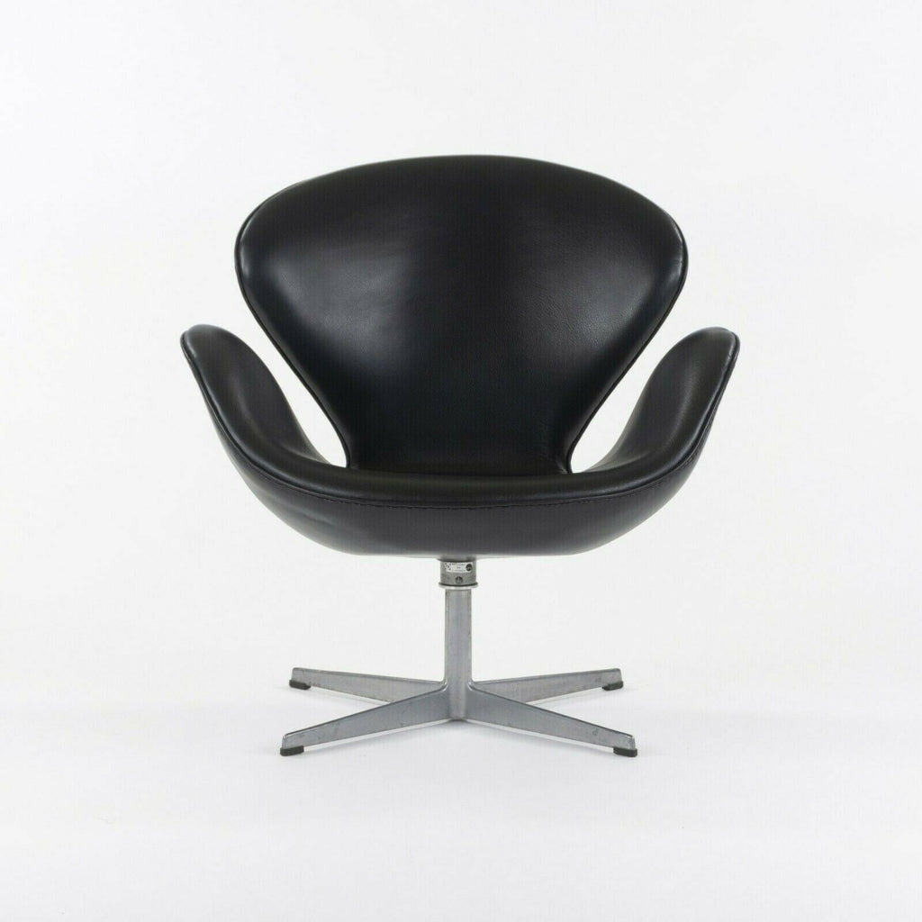 SOLD 1968 Vintage Arne Jacobsen Swan Chair by Fritz Hansen of Denmark Black Leather