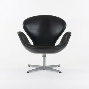 SOLD 1968 Vintage Arne Jacobsen Swan Chair by Fritz Hansen of Denmark Black Leather