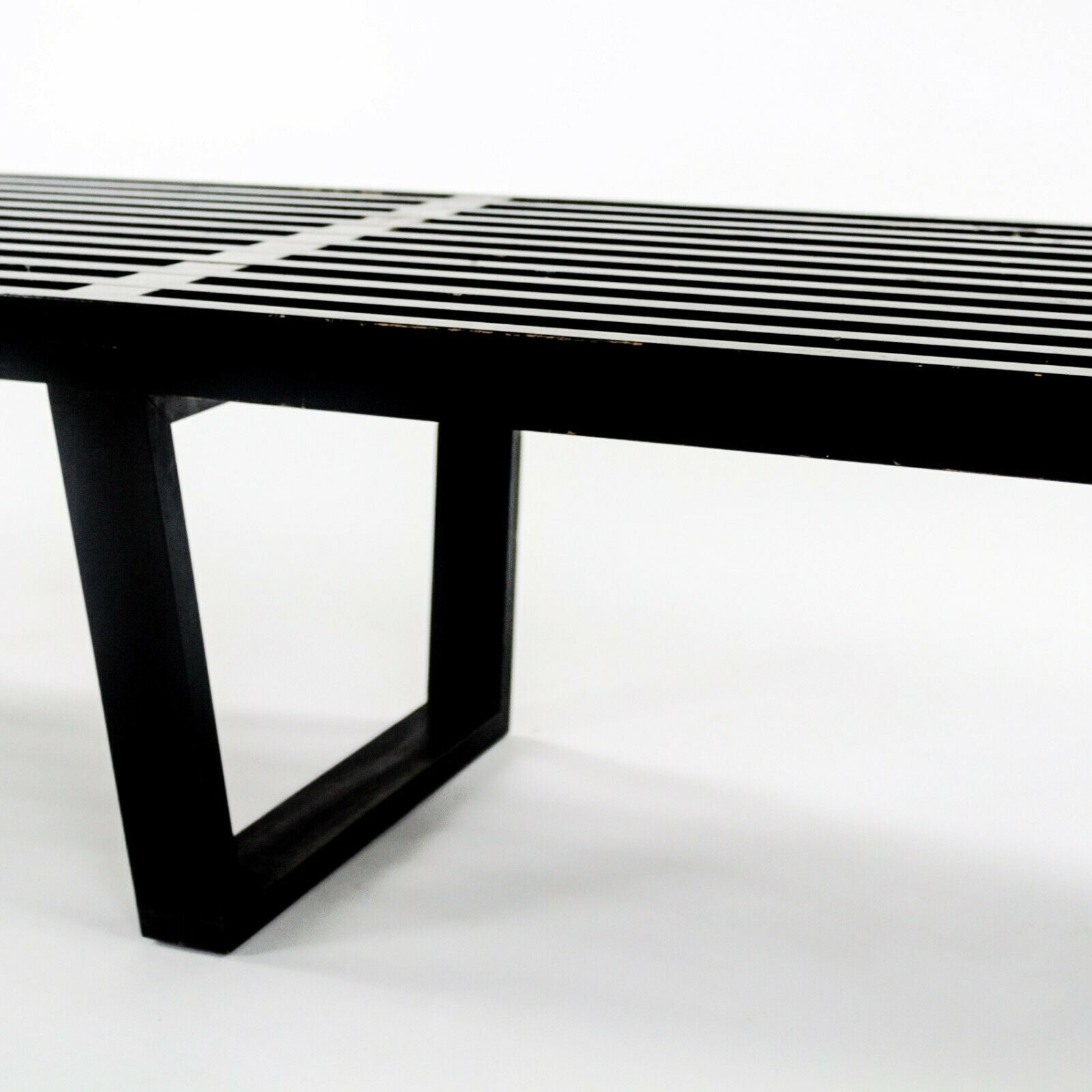 1950s Rare George Nelson for Herman Miller 102 inch 4992 Slat Bench with Black Lacquer