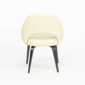 Eero Saarinen Knoll 2020 Executive Side Chair with Wood Legs & Ivory Leather 2x Available