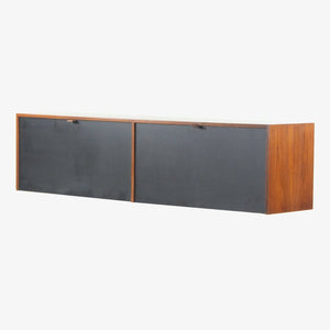 SOLD 1960s Florence Knoll Associates Hanging Wall Cabinet Sideboard Walnut and Black
