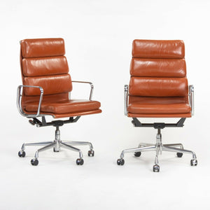 SOLD 2003 Cognac Herman Miller Eames Aluminum Soft Pad Executive Desk Chair, 6x Available