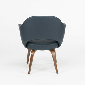 SOLD Eero Saarinen Knoll 2020 Executive Armchair in Navy Blue Leather w/ Wood Legs 5x Available