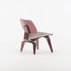 SOLD 1954 Herman Miller Eames LCW Lounge Chair Wood Refinished Red Aniline with Label