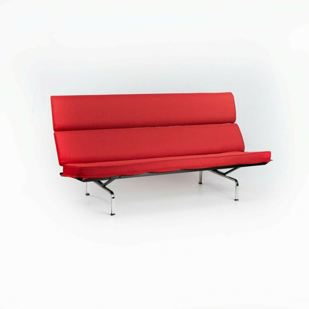 SOLD 1970s Herman Miller Eames Sofa Compact with New Red Knoll Textiles Upholstery