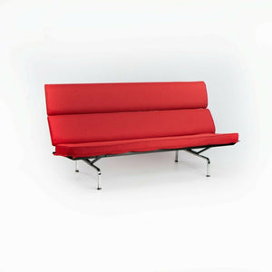 SOLD 1970s Herman Miller Eames Sofa Compact with New Red Knoll Textiles Upholstery