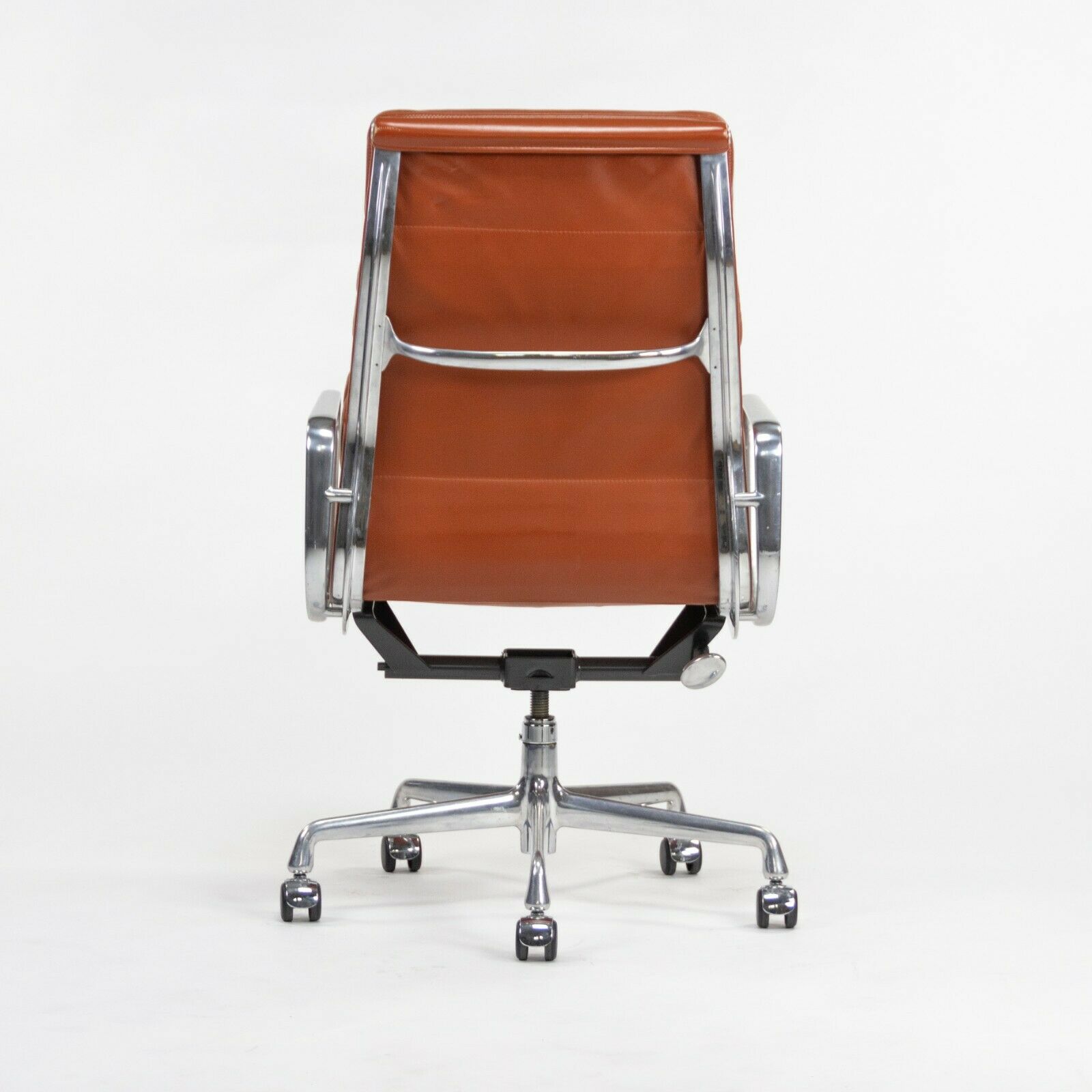 SOLD 2003 Cognac Herman Miller Eames Aluminum Soft Pad Executive Desk Chair, 6x Available