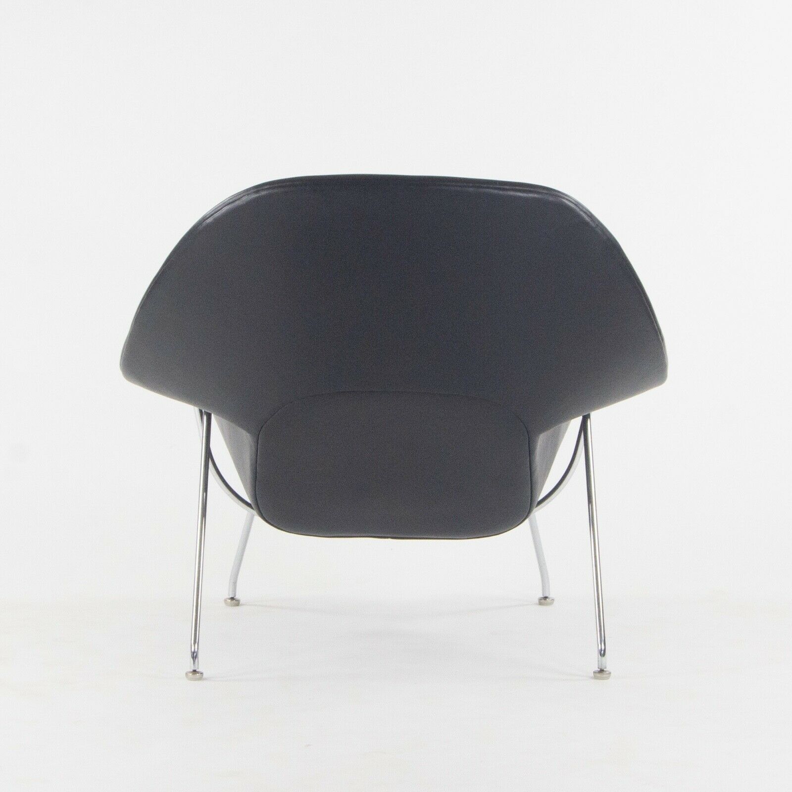 SOLD 1960s Eero Saarinen Knoll International Womb Chair and Ottoman New Black Leather