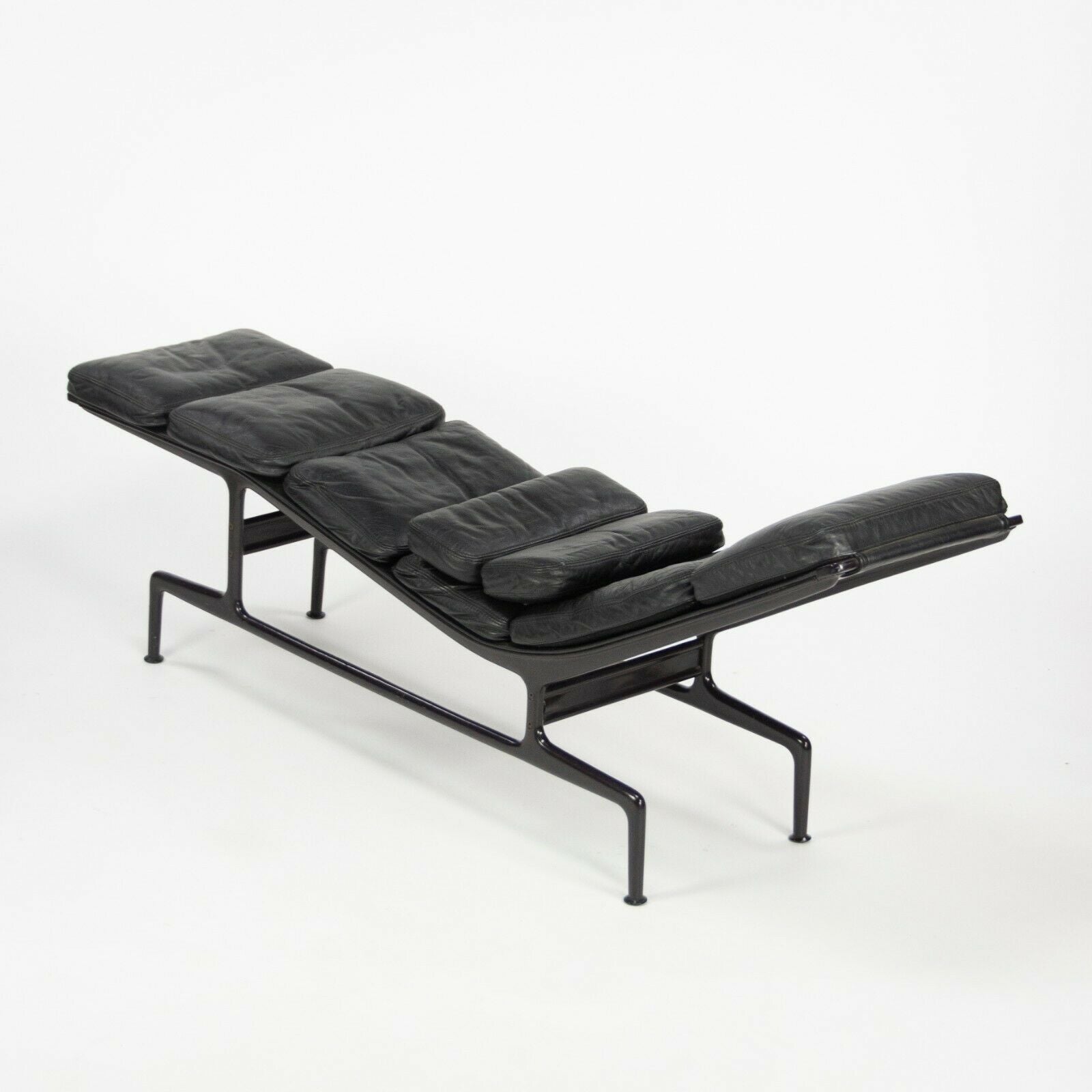 SOLD 1980s Eames Herman Miller Billy Wilder Black and Eggplant Chaise Lounge Chair