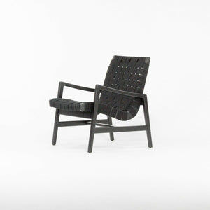 SOLD 2021 Jens Risom for Knoll Ebonized Maple & Black Cotton Lounge Chair with Arms