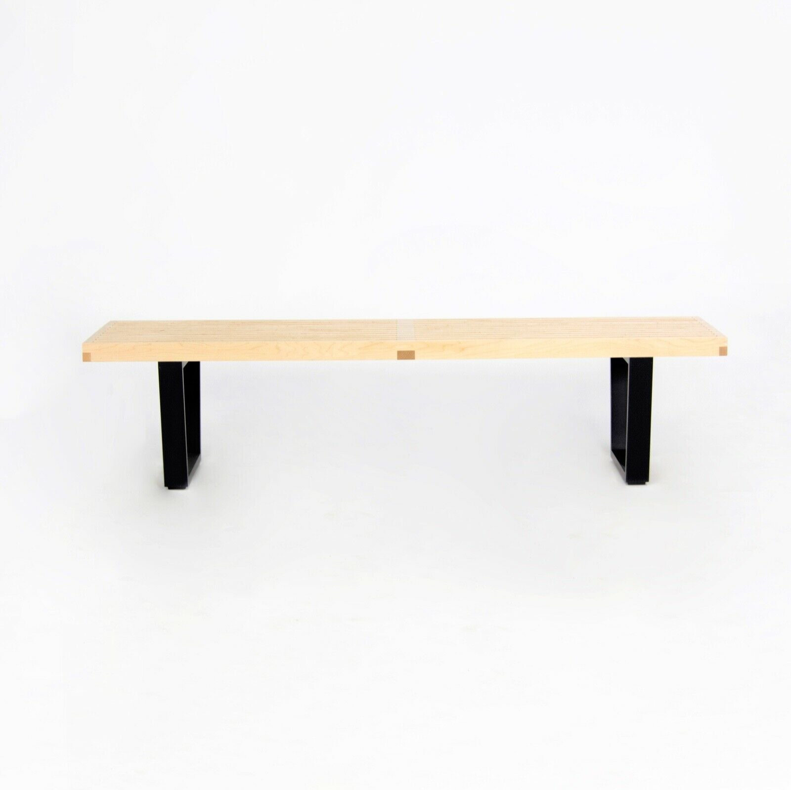 SOLD 2019 George Nelson Slatted Platform Bench with Natural Maple Top and Wood Legs